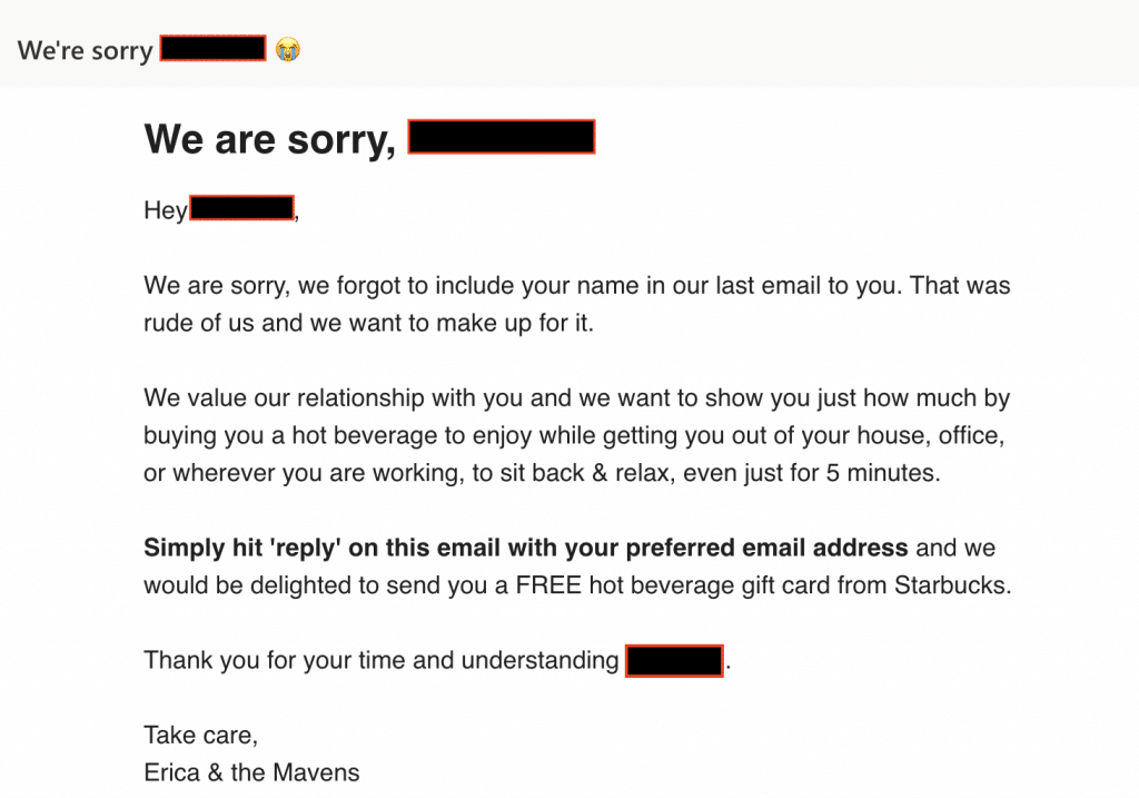 apology email for marketing campaign