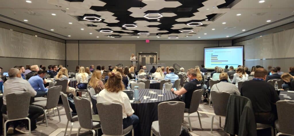 Maven Collective Marketing CEO, Erica Hakonson, giving a presentation at DynamicsCon 2025 Partner Marketing Event