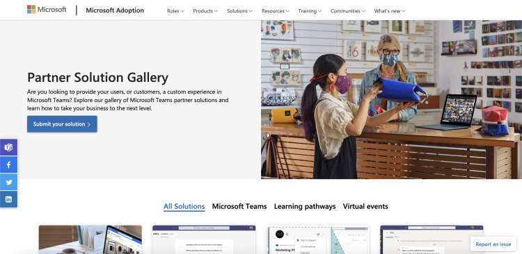 Screenshot showing Partner Solution Gallery homepage